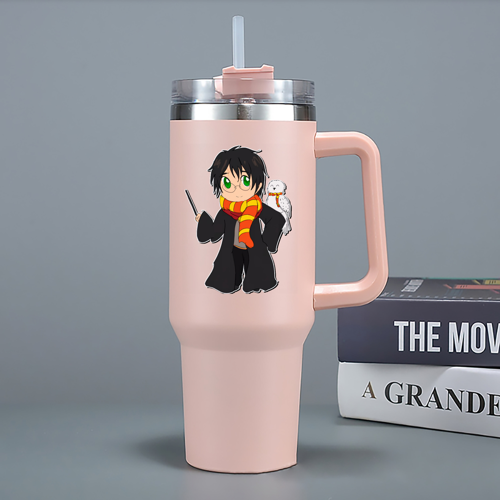 （画像用） Harry Potter ハリー・ポッターシリーズ 1200mL車用タンブラー - クリスタルステッカー（プラスチックストロー付き）